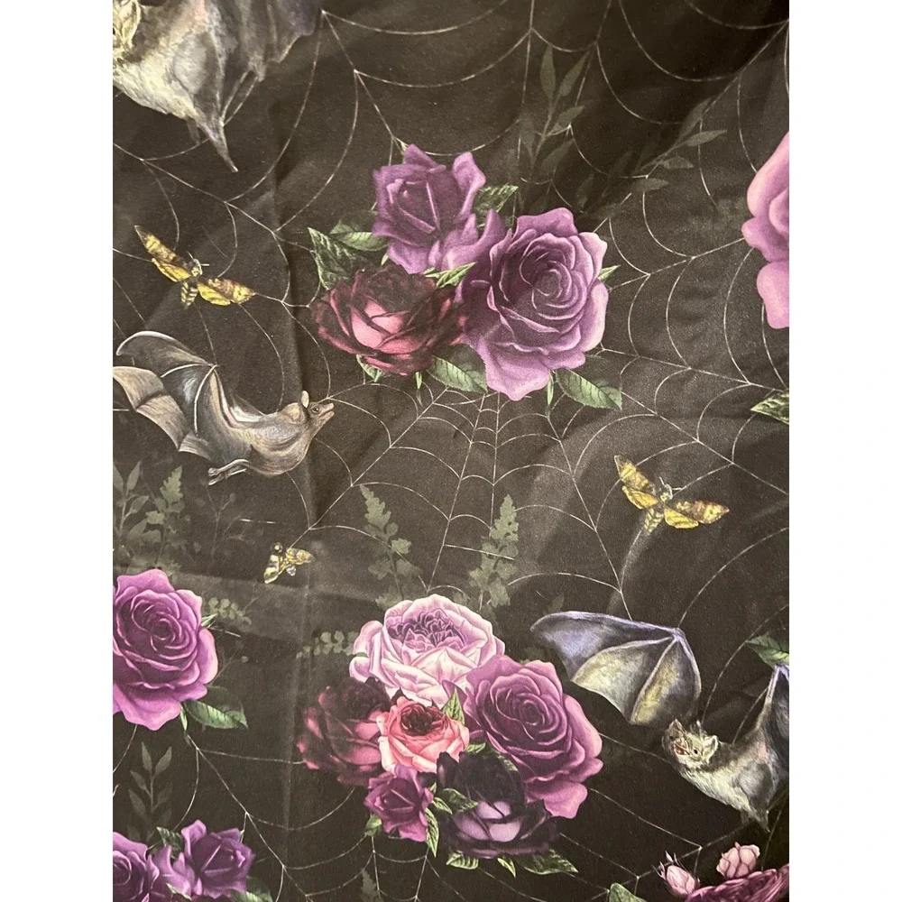 Life After Death Black Purple Bat Bug Spiderweb Goth Shower Curtain Witch‎ Dark